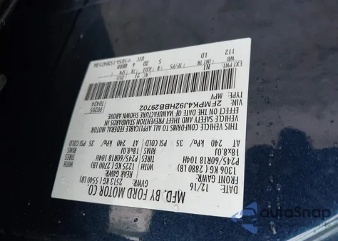 2017 Ford Edge Sel z USA, uszkodzony, nr VIN 2FMPK4J92HBB29702